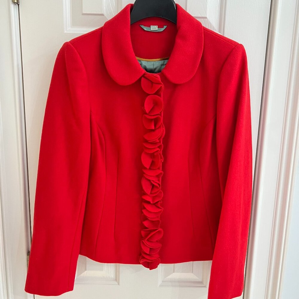 Boden Wool Coat Jacket with Rosettes - Red - US10 / UK14